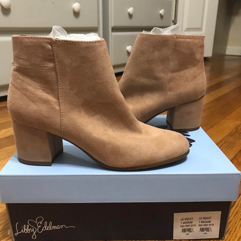 Libby Edelman Womens Violet Booties Block Heel Zip